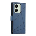 For Xiaomi Redmi 13C PU Genuine Leather Texture Embossed Line Phone Case(Blue)
