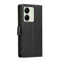 For Xiaomi Redmi 13C PU Genuine Leather Texture Embossed Line Phone Case(Black)