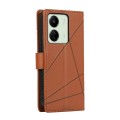 For Xiaomi Redmi 13C PU Genuine Leather Texture Embossed Line Phone Case(Brown)