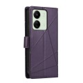For Xiaomi Redmi 13C PU Genuine Leather Texture Embossed Line Phone Case(Purple)
