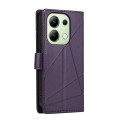 For Xiaomi Redmi Note 13 4G PU Genuine Leather Texture Embossed Line Phone Case(Purple)
