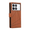 For Xiaomi Poco X6 Pro 5G PU Genuine Leather Texture Embossed Line Phone Case(Brown)
