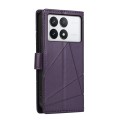 For Xiaomi Poco X6 Pro 5G PU Genuine Leather Texture Embossed Line Phone Case(Purple)