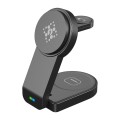 B-23 3 in 1 Foldable Magnetic Wireless Charger Phone Holder, Plug:EU Plug(Black)