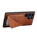 For Samsung Galaxy S23 Ultra 5G Denior Crocodile Texture Holder Electroplating Phone Case(Brown)