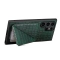 For Samsung Galaxy S23 Ultra 5G Denior Crocodile Texture Holder Electroplating Phone Case(Green)