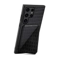 For Samsung Galaxy S23 Ultra 5G Denior Crocodile Texture Holder Electroplating Phone Case(Black)