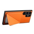 For Samsung Galaxy S23 Ultra 5G Denior Calf Texture Holder Electroplating Phone Case(Orange)