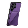 For Samsung Galaxy S23 Ultra 5G Denior Calf Texture Holder Electroplating Phone Case(Purple)