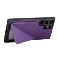 For Samsung Galaxy S23 Ultra 5G Denior Calf Texture Holder Electroplating Phone Case(Purple)