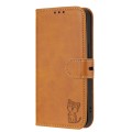For Xiaomi 13T / Redmi K60 Ultra Embossed Happy Cat Pattern Flip Leather Phone Case(Yellow)