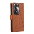 For OPPO A2 PU Genuine Leather Texture Embossed Line Phone Case(Brown)