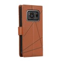 For Sharp Aquos R6 PU Genuine Leather Texture Embossed Line Phone Case(Brown)