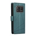 For Sharp Aquos R6 PU Genuine Leather Texture Embossed Line Phone Case(Green)