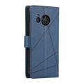 For Sharp Aquos R8 PU Genuine Leather Texture Embossed Line Phone Case(Blue)