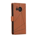 For Sharp Aquos R8 PU Genuine Leather Texture Embossed Line Phone Case(Brown)