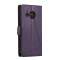 For Sharp Aquos R8 PU Genuine Leather Texture Embossed Line Phone Case(Purple)