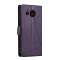 For Sharp Aquos Sense7 Plus PU Genuine Leather Texture Embossed Line Phone Case(Purple)