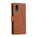 For Sharp Simple Sumaho 6 PU Genuine Leather Texture Embossed Line Phone Case(Brown)