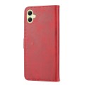 For Samsung Galaxy A05 Embossed Happy Cat Pattern Flip Leather Phone Case(Red)