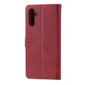 For Samsung Galaxy A05s Embossed Happy Cat Pattern Flip Leather Phone Case(Red)