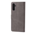For Samsung Galaxy A05s Embossed Happy Cat Pattern Flip Leather Phone Case(Grey)