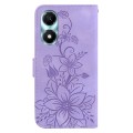 For Honor X5 Plus / Play 40C Lily Embossed Leather Phone Case(Purple)