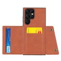 For Samsung Galaxy S24 Ultra 5G Double Buckle Card Slots Magnetic Phone Case(Brown)