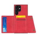 For Samsung Galaxy S24 Ultra 5G Double Buckle Card Slots Magnetic Phone Case(Red)