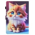 For 8 inch Universal Colored Drawing Stitching Leather Tablet Case(Yellow Cat)