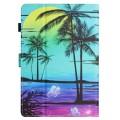 For 10 inch Universal Colored Drawing Stitching Leather Tablet Case(Coconut Tree)