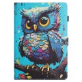 For Amazon Kindle Fire 7 2022 Colored Drawing Stitching Leather Tablet Smart Case(Owl)