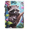 For Amazon Kindle Fire HD 8 2022 / 2020 Colored Drawing Stitching Leather Tablet Smart Case(Raccoon)