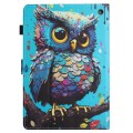 For Amazon Kindle Fire HD 8 2022 / 2020 Colored Drawing Stitching Leather Tablet Smart Case(Owl)