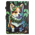 For Amazon Kindle Fire HD10/HD10 Plus 2021 Colored Drawing Stitching Leather Tablet Smart Case(Corgi