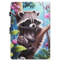 For Amazon Kindle Paperwhite 5 2021 Colored Drawing Stitching Leather Tablet Smart Case(Raccoon)