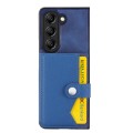 For Samsung Galaxy Z Fold5 Litchi Pattern Single Button Card Holder Phone Case(Blue)