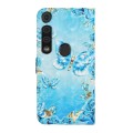 For Motorola Moto G8 Play Oil Embossed 3D Drawing Leather Phone Case(Blue Butterflies)