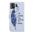 For Motorola Moto E13 Oil Embossed 3D Drawing Leather Phone Case(Blue Feather)
