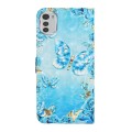 For Motorola Moto E32 Oil Embossed 3D Drawing Leather Phone Case(Blue Butterflies)