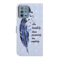 For Motorola Moto G10 / G20 / G30 Oil Embossed 3D Drawing Leather Phone Case(Blue Feather)