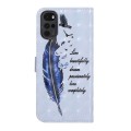 For Motorola Moto G22 Oil Embossed 3D Drawing Leather Phone Case(Blue Feather)
