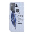 For Motorola Moto G50 Oil Embossed 3D Drawing Leather Phone Case(Blue Feather)