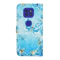 For Motorola Moto G9 Play / E7 Plus Oil Embossed 3D Drawing Leather Phone Case(Blue Butterflies)