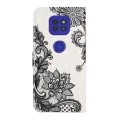 For Motorola Moto G9 Play / E7 Plus Oil Embossed 3D Drawing Leather Phone Case(Lace Flower)