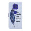 For Motorola Moto G9 Play / E7 Plus Oil Embossed 3D Drawing Leather Phone Case(Blue Feather)