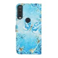 For Motorola One Action Oil Embossed 3D Drawing Leather Phone Case(Blue Butterflies)