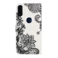For Motorola Moto P40 Power Oil Embossed 3D Drawing Leather Phone Case(Lace Flower)