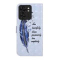 For Motorola Edge 40 Oil Embossed 3D Drawing Leather Phone Case(Blue Feather)