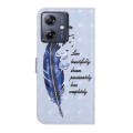 For Motorola Moto G14 4G Oil Embossed 3D Drawing Leather Phone Case(Blue Feather)